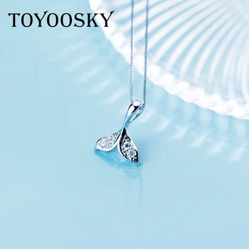 TOYOOSKY S925 Stříbrný Náhrdelník Samice korejské Módní Šperky Sweet Fishtail Náhrdelník Temperament Klíční kost Řetěz Náhrdelník Ženy
