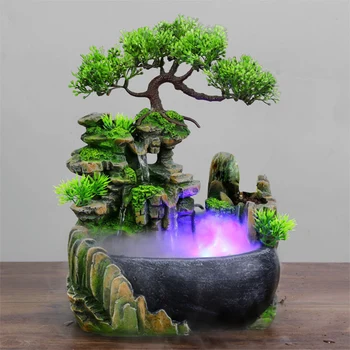 Miniatury Vodopád Stolní Fontána S Barevné Měnící Se Led Osvětlení Zen Meditace Vodopád Domácí Dekoraci N14