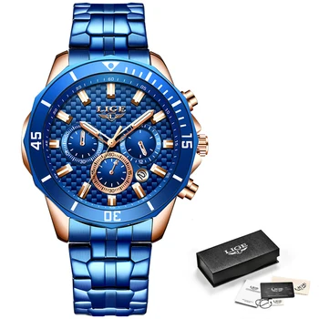 LIGE 2020 Nové Pánské Hodinky Top Luxusní Značky Hodiny Módní Ležérní Hodinky Pro Muže Šaty Obchod Vodotěsné Náramkové hodinky Chronograf
