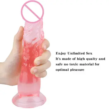 Transparentní Simulované Vibrátor pro Ženy se Silnou přísavkou Realistický Penis Pohodlné Samice Dospělé Masturbace Hračky Plus Velikost