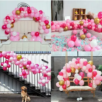 Pink Party Balónky 110 Ks 12v Hot Pink Gold Metallic Balónek Perleťové Balónky Svatební Oblouk Dítě Sprcha Dekorace Balón