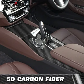 5D Uhlíkových Vláken Interiérové Středové Konzole Řadící Panel ochranný Film Nálepka Pro BMW G30 RHD Pravé Ruky Ovladač Příslušenství