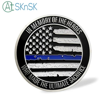 1Set/hodně Modré Život na tom Minci+Patch Bránit Životy Amerických Policistů V Paměti Hrdinů Dárek