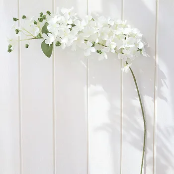 110cm Bílá Větev Umělé Květiny Květ Třešně Hedvábí Hortenzie Falešné Květina Jarní Broskev Dekorace Bobule Svatební Domova