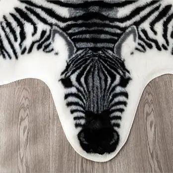 Nordic imitace Zebra vzor Koberec umělé kůže Neklouzavé Protiskluzovou Podložku v pračce Zvíře tisk Koberec pro obývací pokoj ložnice