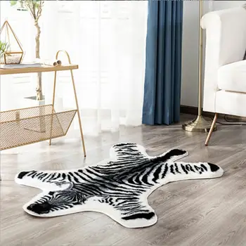Nordic imitace Zebra vzor Koberec umělé kůže Neklouzavé Protiskluzovou Podložku v pračce Zvíře tisk Koberec pro obývací pokoj ložnice