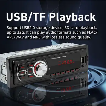 Autorádio 1din Autoradio Aux Vstup Přijímač Bluetooth Stereo Rádio MP3 Multimediální Přehrávač podporuje FM/MP3/WMA/USB/SD Kartu