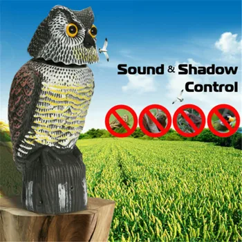 Realistické Bird Scarer Rotační Hlavy Zvuk, Sova, Straka Návnada Ochranu Repelent Proti Škůdcům Strašák Stěhování Zahrada Dekor