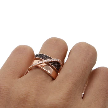 925 sterling silver rose gold barva multi zábal široké pásmo káva barva cz módní elegantní ženy šperky prst prsten velikost 6 7 8
