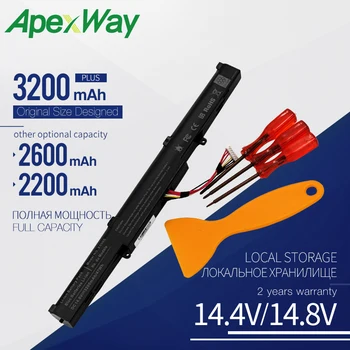 Apexway 4 Buňky A41-X550E Laptop Baterie pro ASUS X450 X450E X450J X450JF X751M X751MA X751L X750JA A450J A450JF A450E