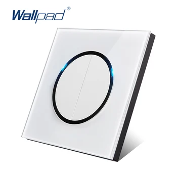 Wallpad L6 LED 2 Gang 1 Způsob, Náhodný Klikněte na Tlačítko Zdi Vypínač S LED Indikátorem Bílé Tvrzené Sklo Panel