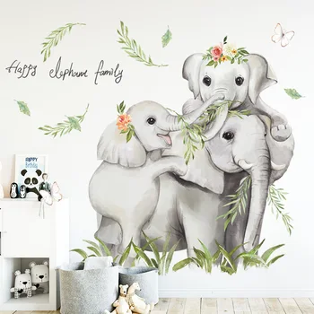 Samolepky na zeď Kreslený Ručně Malované Slon Zvířat pro Mateřské školy Učebna dětský Pokoj Dítě Zeď PVC Art Samolepky na Zeď