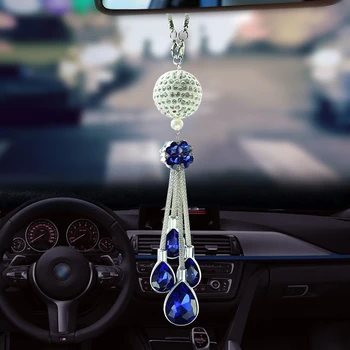 Auto Zpětné Zrcátko, Přívěsek Kov Crystal Ball Diamond Dekorativní Zavěšení Závěsné Ozdoby Dárky Auto Styling Interiéru