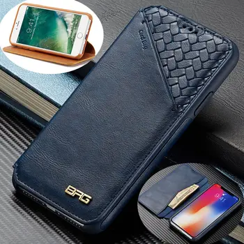 Pro iPhone XS Max XR 7 8 6s Plus Flip Kožené Pouzdro Karta Stojí Magnetické Peněženka Kryt