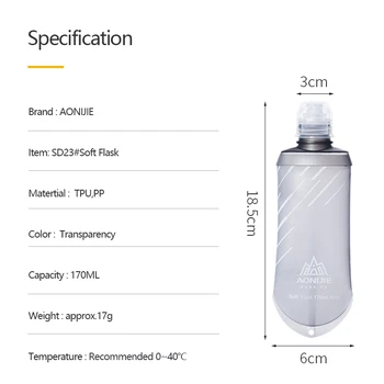 NOVÉ AONIJIE SD23 TPU 170ML Skládací Sportovní Výživa Energetické Gel Soft Flask Láhev na Vodu Nádrž Na Maraton Hydrataci Pack