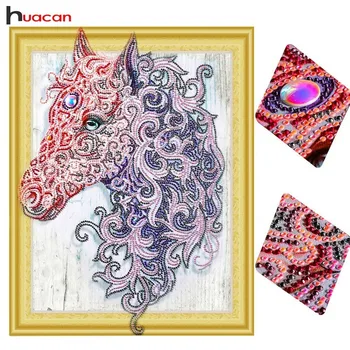 HUACAN Speciální Tvar Diamond Malování Zvířat 5D DIY Diamantový Mozaika Kůň Obrázek Drahokamu 40x50cm