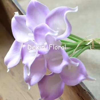 Lilac Lilie Kala Skutečný Dotek Květiny, Svatební Kytice světle fialové Hedvábné Svatební Kytice Svatební Dekorace Umělé květiny
