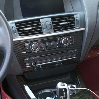 Uhlíkové Vlákno Černé Styl Středové Konzole CD Panel Dekorace Kryt Střihu Pro BMW X3 F25 2011-17 ABS Interiéru Vozu Obtisky