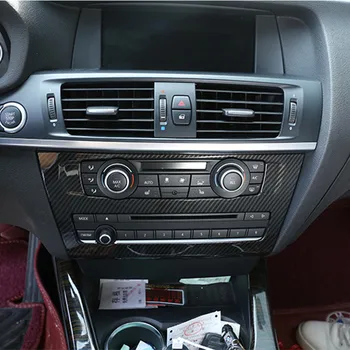 Uhlíkové Vlákno Černé Styl Středové Konzole CD Panel Dekorace Kryt Střihu Pro BMW X3 F25 2011-17 ABS Interiéru Vozu Obtisky
