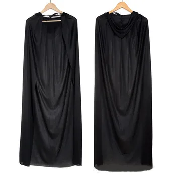 Unisex Muži Ženy s Kapucí Cape Dlouhý Černý Plášť Halloween Kostým, Šaty, Kabát DS
