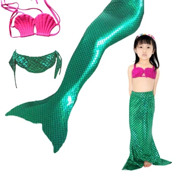 Nový Ariel Mořská panna ocas Dítě Dívky 3ks Topy Kalhotky Mořská panna Ocas pro Plavání Monofin Swimmable plavky