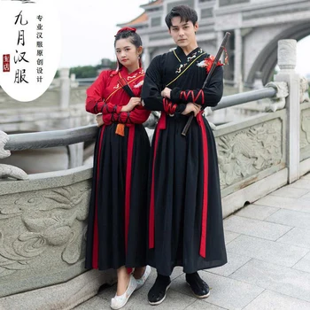 Dospělí Muži, Ženy, Staří Čínští Muži Fázi Kostým Hanfu Festival Jevištní Výkon Lidový Tanec Tradiční Čínské Páry Šaty