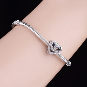 Valentýna 925 Sterling Silver Šumivé Propletené Srdce Korálky Přívěsky Fit Originál Pandora Náramek, Náhrdelník Šperky