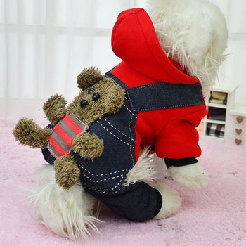XS-XXL Teplé Zimní Oblečení pro psy Tlusté Bundě Malé Psy Karikatura Mikina S Bear Hračky Kostým Pet Kočka Štěně Kabát Oblečení ZL396