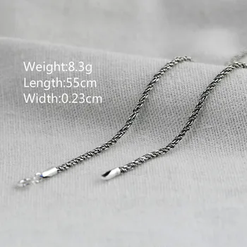 55cm S925 Silver Retro-Řemesla Stříbrné Šperky Řetězce Mužů a Žen, Bič Řetěz Klíční kost Řetěz Náhrdelník