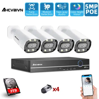 Ultra HD 4CH DVR Kit Two way Audio CCTV Bezpečnostní Kamery Systému 5MP CCTV Systém IR Venkovní Noční Vidění Video surveillance Kit