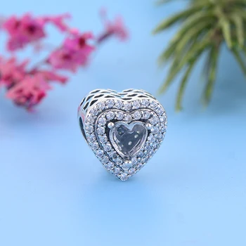 2020 Nové 925 Sterling Silver Šumivé Srovnal Srdce Houpat Korálky, Kouzlo Fit Originální Pandora Kouzlo Náramky Šperky