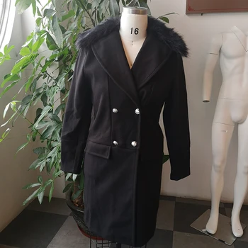 Cool muži podzim zimní dlouhý kabát umělé kožešiny límec ležérní obchodní streetwear směs vlny příkop kabáty pánské dlouhé sako vynosit