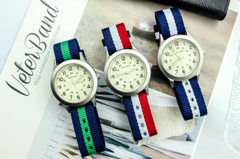 Nazeyt kvalitní chlapci a dívky svítící ručičky quartz watch student střední sportovní army hodinky barevné nylon popruh muži hodinky