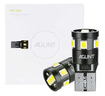 AGLINT 10PCS LED T10 168 CANBUS W5W Osvětlení Auto Žárovky 2835 SMD 9 LED Auto Interiér Doom Čtení Mapy Kufru, Světla Bílá 12v