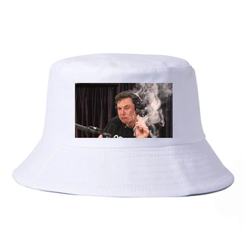 Pop Muži Ženy Tisk Elon musk kouření kbelík klobouk móda Letní Kbelík Klobouky Unisex rybář čepice panamy bucket čepice gorras