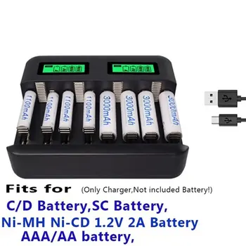 Osm-slot multifunkční inteligentní LCD baterie nabíječka může nabíjet AA osm D/C typ Č. 5/7 dobíjecí baterie