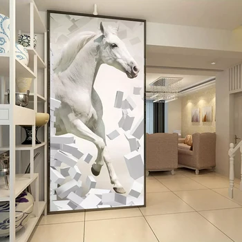 Vlastní Tapety 3D Stereoskopické Reliéfní Bílý Kůň Moderní Kreativní Nástěnné Umění Obývací Pokoj, Vstupní Chodba fototapety Papírové