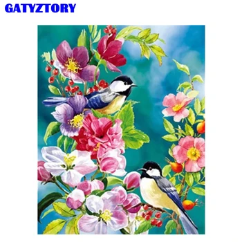 GATYZTORY Omalovánky podle Čísel Květ Ptáků DIY Malování podle Čísel na Plátno podle Čísel Kit Wall Art Pro Domácí Dekor