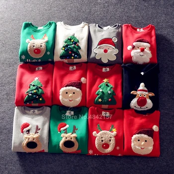 18colors Vánoční Rodinné Odpovídající Oblečení, Nový Rok, Zimní Svetry Elf Bavlna Teplé Máma a Táta Mikiny, Pyžamo, Mikina