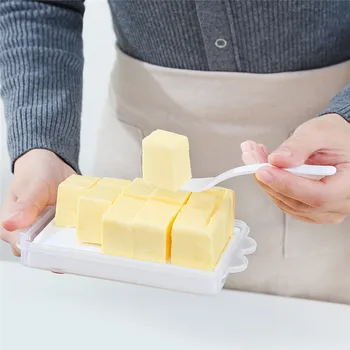 Plastové Transparentní Máslo Úložný Box Kontejner Sýr Server Brankář Zásobník S Nožem A Oddíl Japonsko Původní Máslo Jídlo Box