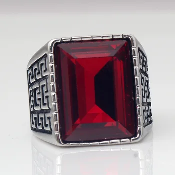 Pánské Červená Modrá CZ, Kámen, Drahokam, Prsten, Vintage Prsten z Nerezové Oceli Muži Snubní Prsten pro muže Šperky Anel