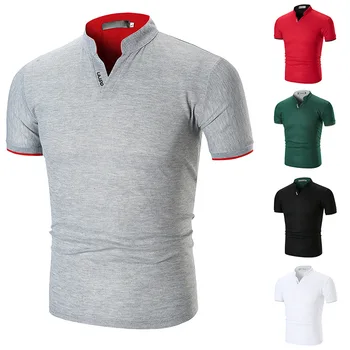 2020 Pánská Slim Fit Krátký Rukáv V-Neck Casual Letní Solid T-Shirt Top Svalové Tričko Solidní Obchodní Ležérní Teen Tričko