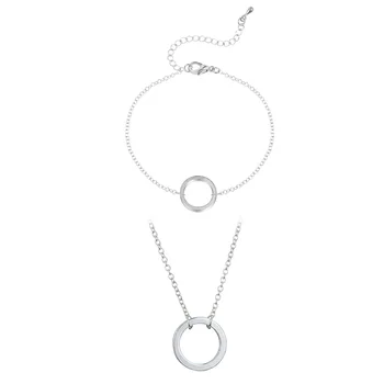 český jednoduchý styl rose gold barva kruhu kolem šperky sady pro ženy, svatební náhrdelník náramek Vánoční dárky J4701