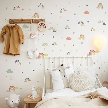 Kreslený rainbow cloud Slunce samolepka na zeď ložnice, dětské pokoje dekorace nástěnné domova obtisky školky samolepky, tapety