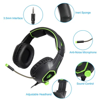 SADES SA818 Gamer Headset helmice, ps4 Stereo Herní Sluchátka Drátové PC Sluchátka s Mikrofonem pro počítač, notebook, tablet