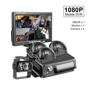 1080P Vodotěsná Noční Vidění AHD Auto Dvr 4 Kamery+4CH SD Truck Bus Taxi Video Rekordér Mdvr+7Inch Auto Monitor Pro Auto Bezpečnost