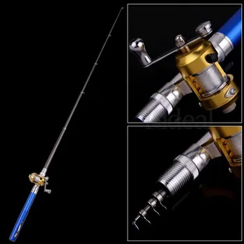 Teleskopické Mini Rybářský Prut Pero, Tvar, Přenosné Kapesní Hliníkové Slitiny Rybolovu Ryby Prut Tyč s Naviják Zdarma Doprava