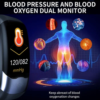 EKG, PPG SPO2 Smart Band Muži HRV Srdeční Frekvence, Krevní Tlak Monitorování Kyslíku Smart Band Ženy, IP67 Vodotěsné Sportovní Náramky