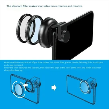 4K HD Telefon Objektiv Fotoaparátu Profesionální Širokoúhlý Video Vlog 1.33 X Makro Objektiv pro iPhone Samsung Smartphone Fotoaparát Kit