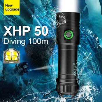 100M Potápění svítilna led xhp50 nejsilnější potápění pochodeň 18650 Dobíjecí 26650 baterie vodotěsný podvodní lov lampy